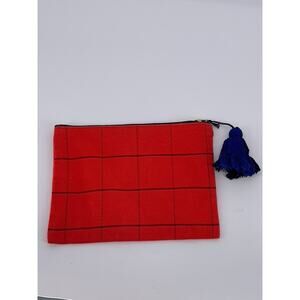 PROUD MARY Women's Orange Windowpane Tassel Clutch Wallet SZ OS